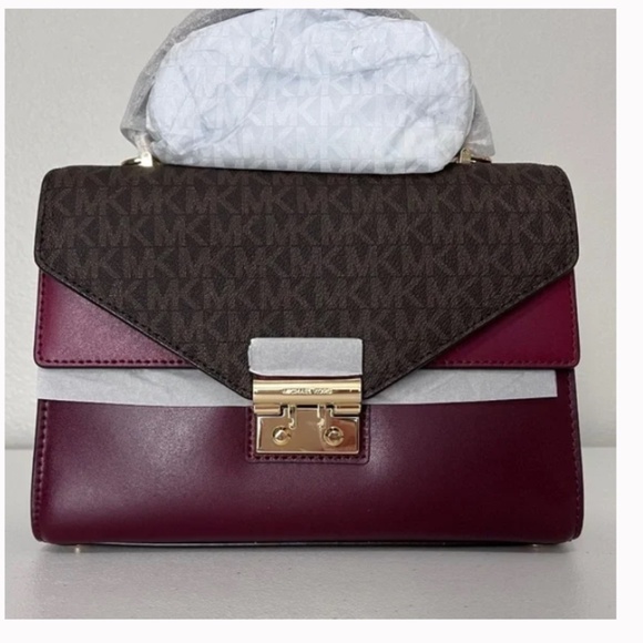 Michael Kors Sloan Double Flip Signature Leather Satchel - Picture 4 of 10